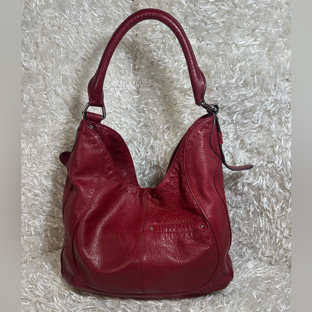 B Makowsky Burgundy Leather Shoulder Handbag - Picture 2 of 5